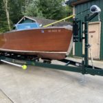 Antique boat and boat trailer