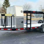 Custom stack boat trailer with utility boxes and no boat