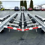 Custom boat trailer with gooseneck rearview